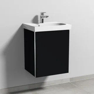 Sanipa 3way Waschtischunterbau zu Geberit Acanto Waschtisch mit 1 Tür, Schwarz-Matt BS41408