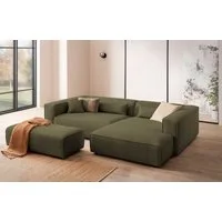 LeGer Home by Lena Gercke Ecksofa PIARA XXL Cord, L-Form, Schlaffunktion, Hocker stellbar zum Schlafsofa (Krokodilverbinder), tiefe Sitzfläche