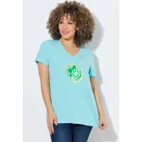 Ulla Popken T-Shirt T-Shirt Limonen A-Linie V-Ausschnitt Halbarm