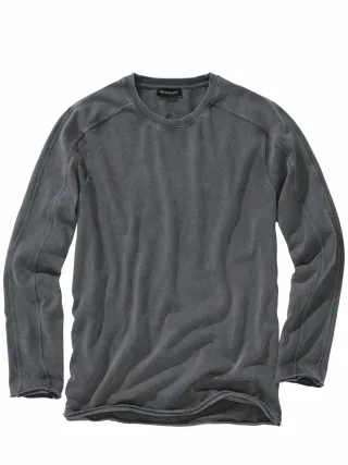 Mey & Edlich Herren Getopptes Longsleeve Grau 100 % Baumwolle
