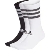 adidas Performance Sportsocken Crew Glam 3-Streifen Glitter weiss/schwarz - 3 Paar