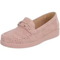 Ital-Design Damen Mokassin Slipper mit Zierriegel und Komfortsohle Slipper (91849458) Keilabsatz/Wedge Mokassins in Altrosa