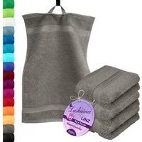 Lashuma Gästehandtücher - Kleine Handtücher Linz, Frottee (Spar-Set, 4-St), Flauschige Gästetücher grau 30x50 cm