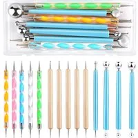 LuxusKollektion Nageldesign Zubehör Punktierung Werkzeug Set 14 Stücke Dotting Tools Aufbewahrungsbox