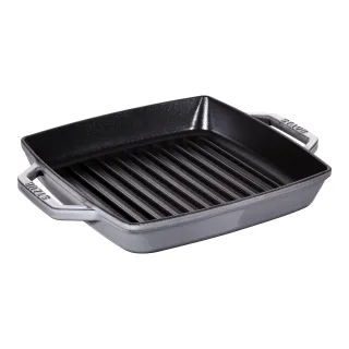Staub Grill Pans Grillpfanne quad. 23 cm grafitgrau 23 cm, quadratisch, Graphit-Grau, Gusseisen