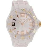 OOZOO Quarzuhr Oozoo Damen Armbanduhr Timepieces Analog, (Analoguhr), Damenuhr rund, extra groß (ca. 48mm) Silikonarmband, Fashion-Style