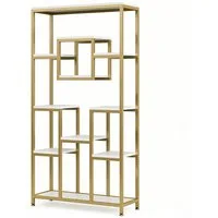 Celya Bücherregal 180 cm hohes Gold-Etagen-Bücherregal