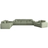 Fun Möbel Polstergarnitur Sofaset Designersofa FUN PEREZ PREMIUM 3-2-1 in Stoff Sven, (Rundumbezug), inkl. 5 Zierkissen