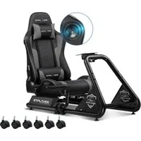 GTPLAYER Simulator Cockpit, sim racing cockpit racing wheel stand Controller (mit Bluetooth-Lautsprecher und Pedalablage)