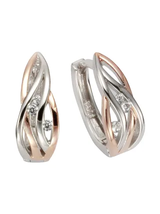Zeeme Silber Ohrringe Silber 925 zweifarbig 6x Zirkonia weiß