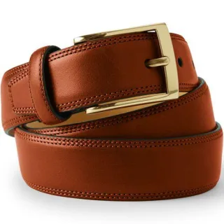 Klassischer Gürtel aus Handschuh-Leder, Herren,  Braun, Leder/Messing, by Lands' End