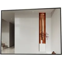 Hopibath Wandspiegel Schwarz Wandspiegel groß klein gross Badspiegel mit Alurahmen (Badspiegel Flurspiegel Kosmetikspiegel, 40-100cm), 5mm Kupfer- und bleifreier Spiegel