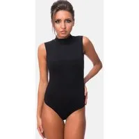 Evoni Body Damen Bodysuit ärmellos Baumwolle Halbkragen