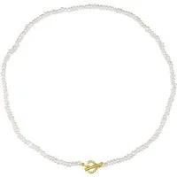 Hey Happiness Perlenkette Choker Damen, echte Süßwasserperlen, Herz & Knebelverschluss aus 925 Silber