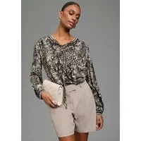 Bruno Banani Schlupfbluse mit glitzernden Streifenbündchen und modischem Animal-Print, hüftlang und figurumspielend