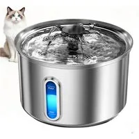 AeroAxis Trinkbrunnen 3,2 L Katzenbrunnen Edelstahl, Wasserspender Für Katze und Hunde 3.2 l, 2 Filter, Einfach Reinigbar, mit Wasserstandsfenster, leise