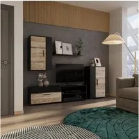Vicco Wohnwand Berno, Anthrazit/Beige, 4-teiliges Set, (4-St)