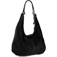 Caspar Schultertasche Damen Vintage Leder Tasche Hobo Bag - CLASSIC LINE - Modell No.617, 100% italienisches Veloursleder, samtig weich, angenehmer Tragekomfort