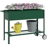 MC Star Hochbeet Hochbeet Pflanzbeet Pflanzkasten, 1 Ablage, 2 Rollen (109 cm x 44 cm x 80 cm, Grün)