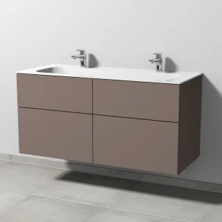 Sanipa 3way Keramik-Set Finion Keramik-Doppelwaschtisch und Unterbau mit 4 Auszügen, Taupe-Matt SP4041T