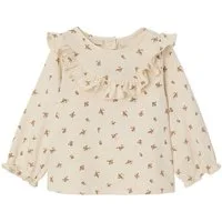 vertbaudet Langarmshirt Baby Blusenshirt mit Blumenprint und Volants, Bio-Baumwolle