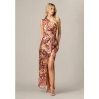Adrianna Papell Abendkleid Metallic Crinkle Gown Weiches, schimmerndes Kleid mit floralen Metallic-Crinkle-Muster