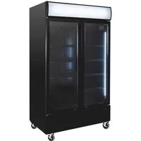 GastroHero Getränkekühlschrank Getränkekühlschrank 1000 L mit Leuchtaufsatz schwarz GKS-1000KT, 209.5 cm hoch, 113 cm breit