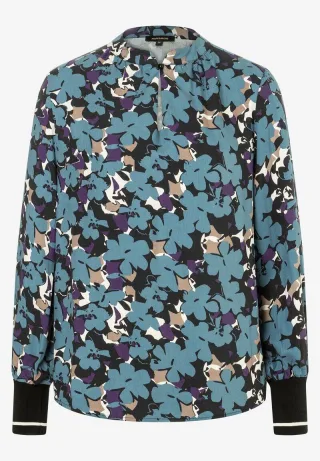 MORE & MORE - Printbluse beige/blau - Gr. - 38