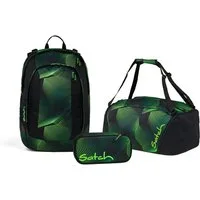 Satch Schulranzen Schulrucksack-Set AIR Seismic Green 3-teilig, Kollektion 2025 (3-teilig), Schulranzen, ergonomisch, Laptop-Fach, Your-Size-System
