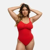 cfab (creamy fabrics) Shaping-Body Bodysuit Sculpting Shapewear mit Slip-Fire Red-5XL (1-tlg)