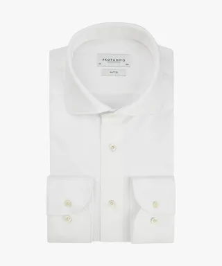Profuomo - Weißes Knitted Shirt, Single Jersey weiß - Gr. - 38