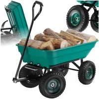 tectake Bollerwagen Handwagen Cubbi mit luftgefüllten Reifen Belastbarkeit 120kg (1 Transportwagen, 1-tlg., 52L Volumen in Grün), mit Kippfunktion, leichtgängige Lenkachse, gepolsterter Griff