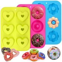 LuxusKollektion Donutform 3 Stück Silikon Donut Backformen 6 Hohlräume Antihaft Hitzebeständig