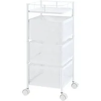 en.casa Rollwagen, »Sunndal« Servierwagen mit 3 Ablagekörben 64,5x27x27cm Weiß
