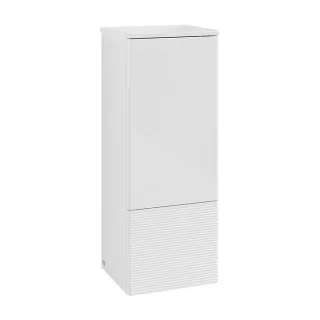 Villeroy und Boch Antao Mittelschrank L44100GF mit Beleuchtung, 1 Tür, 414 x 1039 x 356 mm, Front mit Struktur, Glossy White Lacquer / Glossy White Lacquer