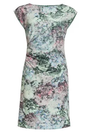 SWING - Etui Kleid aus floral bedrucktem Scuba mit Drapierung deep slate / multi - Gr. - 46
