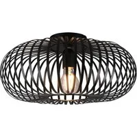 TRIO Leuchten LED Deckenleuchte, Dimmfunktion, LED wechselbar, Warmweiß, ausgefallen-e Industrie-Design Gitter-lampe für Treppenhaus Schwarz