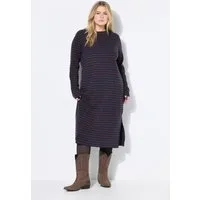 Studio Untold Jerseykleid Midikleid Rippjersey mit Ringeln Langarm