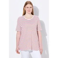 Ulla Popken T-Shirt Ringelshirt A-Linie Rundhals Halbarm Pima Cotton