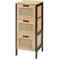 en.casa Badkommode, »Tervola« mit 3 Schubladen Schwarz / Bambus