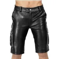 Boxershorts Bockle® NEW Cargo Shorts Aniline Lederhose kurze Leder Shorts Herren Leder