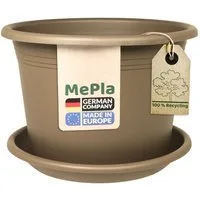 Heimwerkercenter Blumentopf MePla - Blumentopf Cylindro ø15cm, Untersetzer ø14cm Taupe, Kunstoff