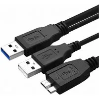 Bolwins B38 USB 3.0 Y-Kabel für externe HDD SSD Festplatten, 50cm Kabel USB-Kabel, USB 3.0 Typ-A Stecker, Micro USB 3.0 Typ-B Stecker, USB 2.0 Typ-A Stecker (Stromversorgung) (50 cm), USB 3.0 Y-Kabel, Zusatzstromversorgung, 5Gbit/s, geschirmt, Plug &