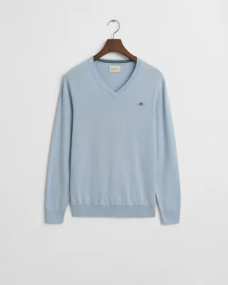 GANT - Klassischer V-Neck Pullover aus Baumwolle fresh blue - Gr. - XXL