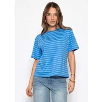 SASSYCLASSY T-Shirt T-Shirt mit schmalen Streifen für Damen Zeitloses Shirt mit Rundhalsausschnitt und gerader Passform