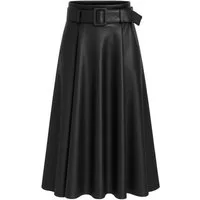 Mississhop Lederimitatrock Damen A-Linien Rock mit Gürtel – Kunstleder M.401