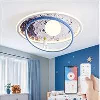 RRBEST Deckenleuchte LED Kinder Deckenlampe, Modernes Design Mond Astronaut Deckenleuchte, Dimmbar mit Fernbedienung Jungen und Mädchen Kinderzimmer Lampen