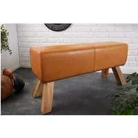 riess-ambiente Sitzbank TURNBOCK 100cm cognac / natur (Einzelartikel, 1-St), Wohnzimmer · Massivholz · Echtleder · Retro Design