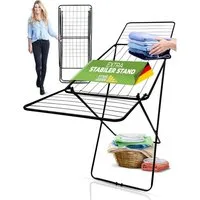 STAHLMANN COMMERCE GmbH Wäscheständer Comfort 18 [18 m Trockenfläche], Klappbar, Made in EU, Schwarz, 18 m Trockenfläche · Klappbar · Made in EU