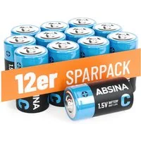 ABSINA 12x Baby C Batterien 1,5V Alkaline, langlebig, LR14 für Taschenlampe Batterie, (1 St)